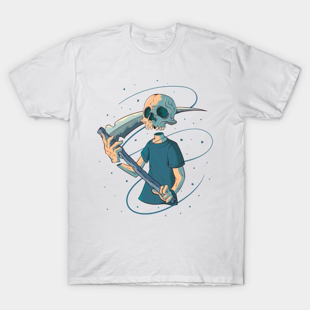 Japanese Sci-fi Skeleton 2 - Vector art illustration T-Shirt by Yabisan_art